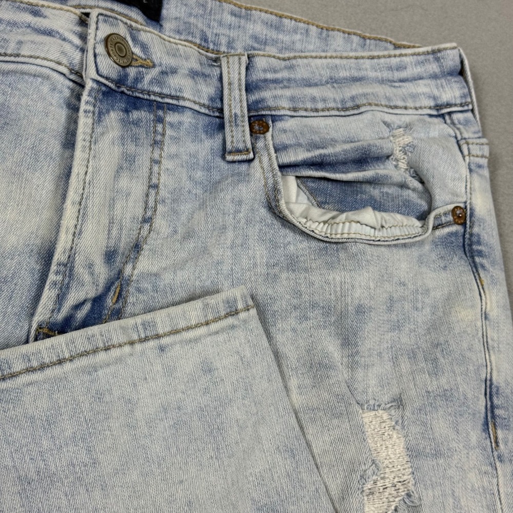 Aeropostale Slim Fit Distressed Acid Wash Light Blue Denim Jeans Mens 33x32
